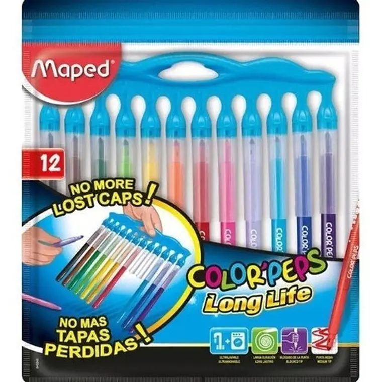 Maped Marcadores Peps Long Life 12 Unid Lavables 1