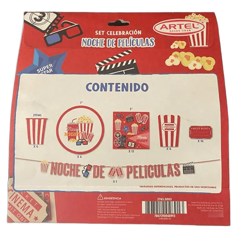 Set Celebración Noche De Películas Artel 2