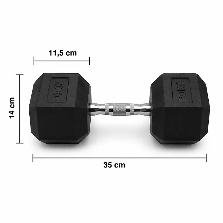 Mancuerna Hexagonal  20 Kg Recubierta En Caucho 2