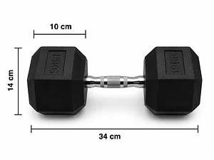 Mancuerna Hexagonal Recubierta en caucho 15 Kg
