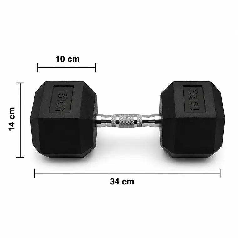 Mancuerna Hexagonal Recubierta en caucho 15 Kg 1