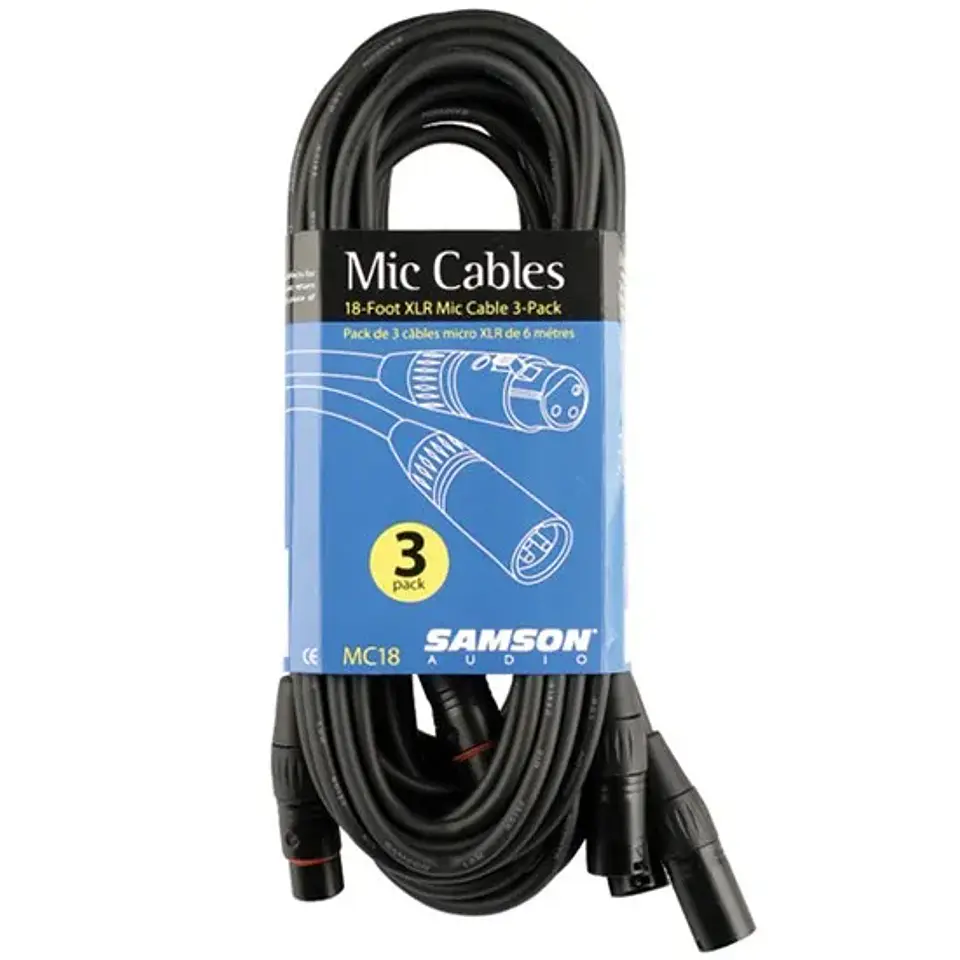 PACK DE 3 CABLES PARA MICR笎ONO SAMSON MC18 XLR - 6 MT C/U 1