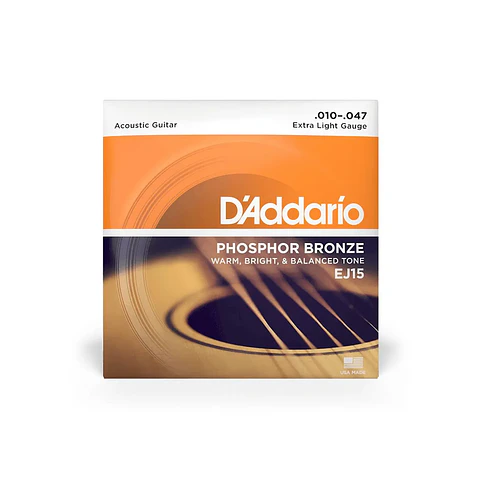 SET DE CUERDAS DE PHOSPHOR BRONZE D'ADDARIO EJ15 EXTRA LIGHT