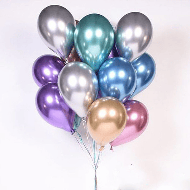 10 Balões Cromados 30CMS 9