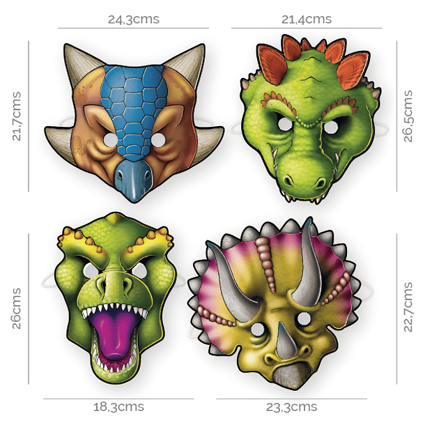 4 Máscaras Dinossauros 2 2