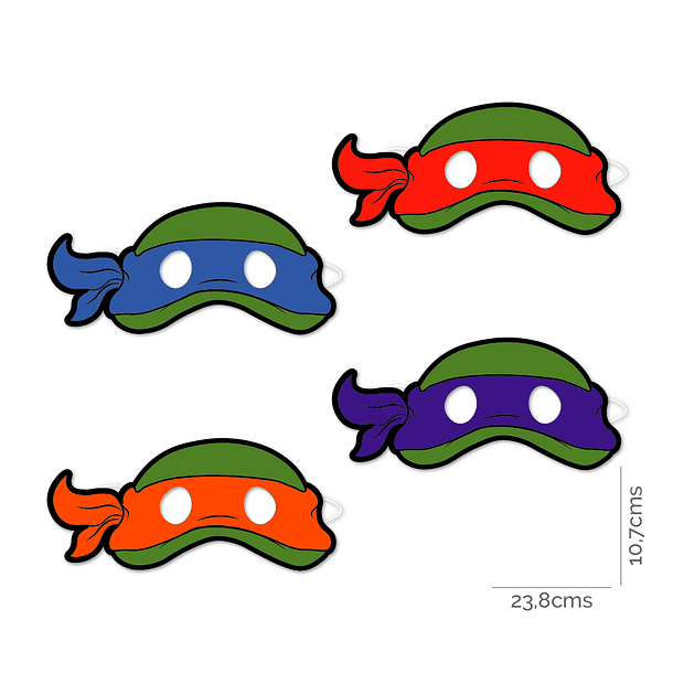4 Máscaras de Tortugas Ninjas 2