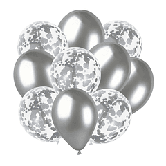 10 Balões Prata