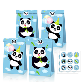 12 Sacos de Papel Panda Divertido