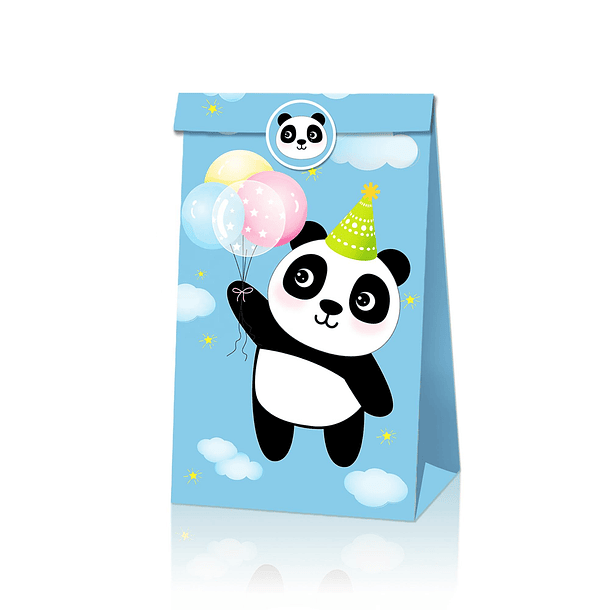 12 Sacos de Papel Panda Divertido 4