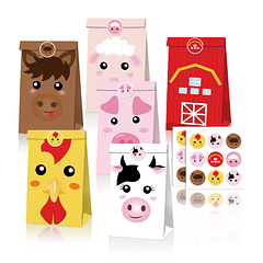 12 Sacos de Papel Animais Farm