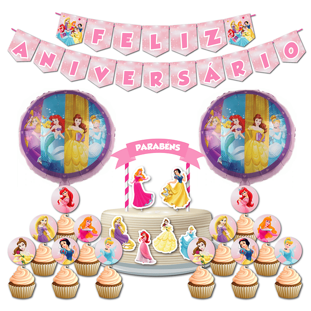 Pack Festa Aniversário PT Princesas Disney 1