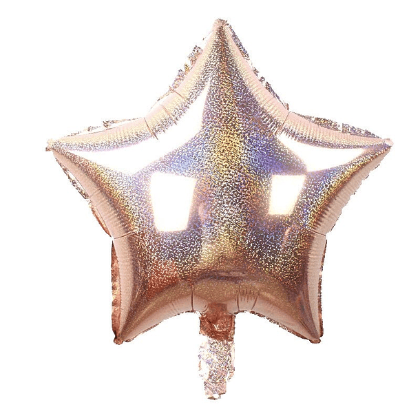 Balão Foil Estrela Holográfico Rose Gold 45CMS  1