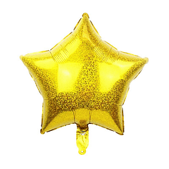 Balão Foil Estrela Holográfico Dourado 45CMS 