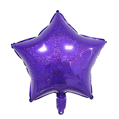 Globo Estrella Holográfica Morada 45CM