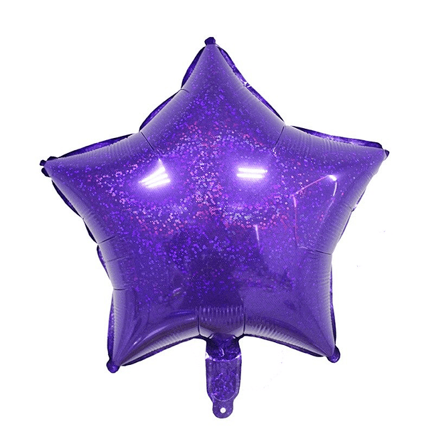 Balão Foil Estrela Holográfico Roxo 45CMS  1