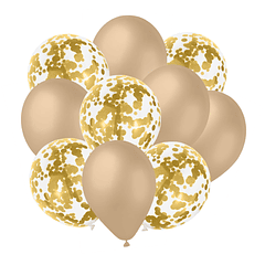 10 Balões Blush e Dourado