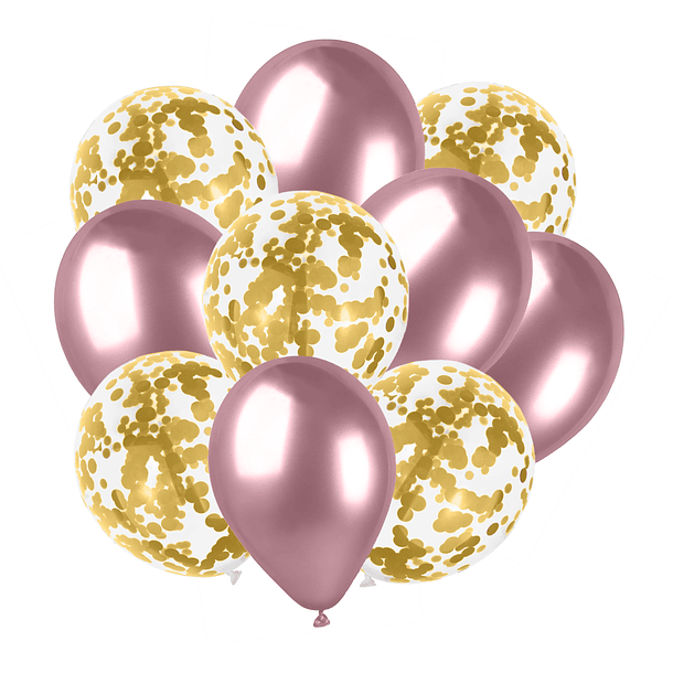10 Balões Rose Gold e Dourado