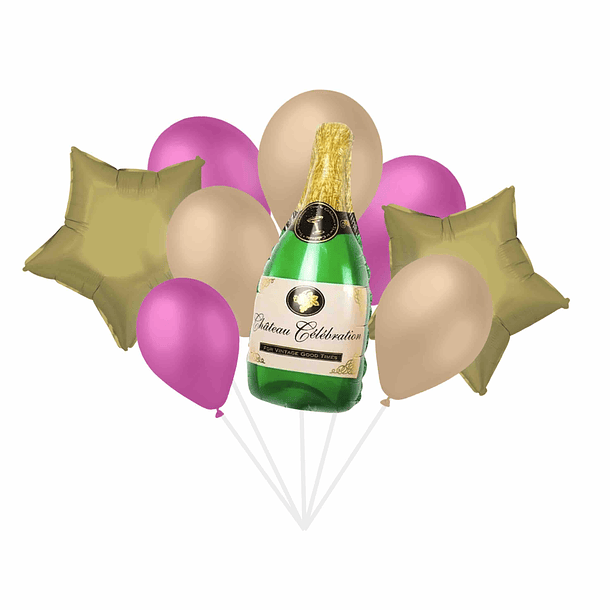 Bouquet Balões Champagne Fuchsia 1
