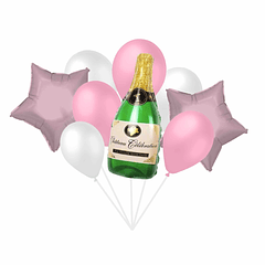 Bouquet Balões Champagne Rosa