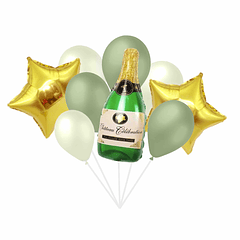 Bouquet Balões Champagne Verde Olive
