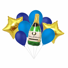 Bouquet Balões Champagne Marinho