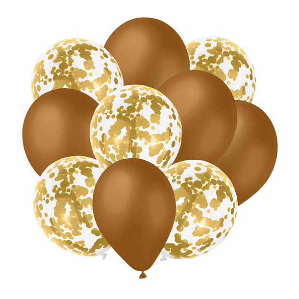10 Balões Castanho e Dourado 1