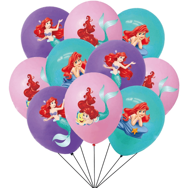 Conjunto de 6 Balões Pequena Sereia 1
