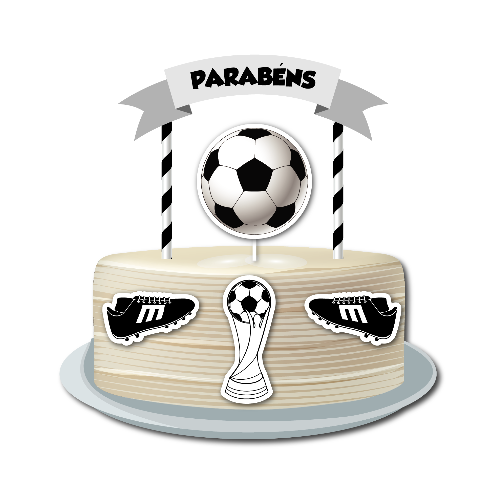 Topo de bolo personalizado no tema Futebol
