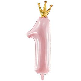Balão Rosa com coroa 