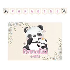 Kit Decoración de Cumpleaños Panda Acuarela Tema Niñas