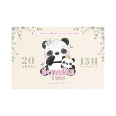 Invitaciones Panda Acuarela Tema Niñas
