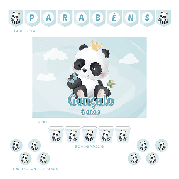 Kit Decoración Panda Acuarela Tema Niños (Varias Opciones) 2