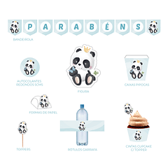 Artículos de Cumpleaños Panda Acuarela Tema Niños