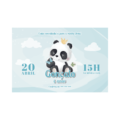 Convites Panda Aquarela Menino
