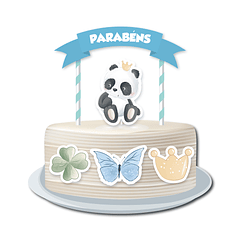 Cake Topper Panda Acuarela Tema Niños