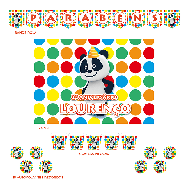Kit Decoração Panda Bolinhas (Várias_Opções) 2