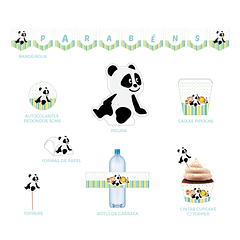 Artigos Aniversário Panda e Animais Verde