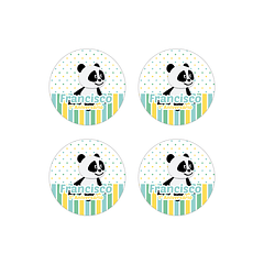 8 Autocolantes 5cms Panda e Animais Verde