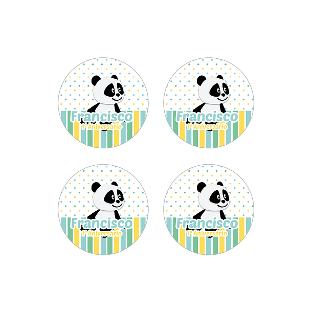 8 Autocolantes 5cms Panda e Animais Verde 1