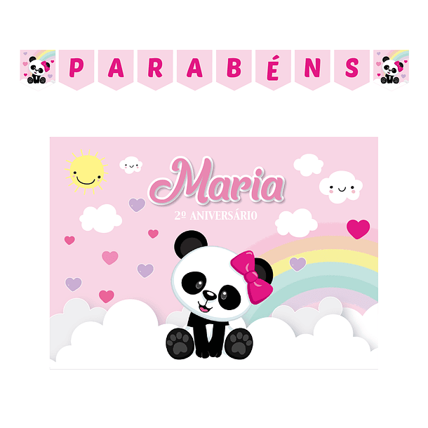 Kit Decoração de Aniversário Panda Menina 1