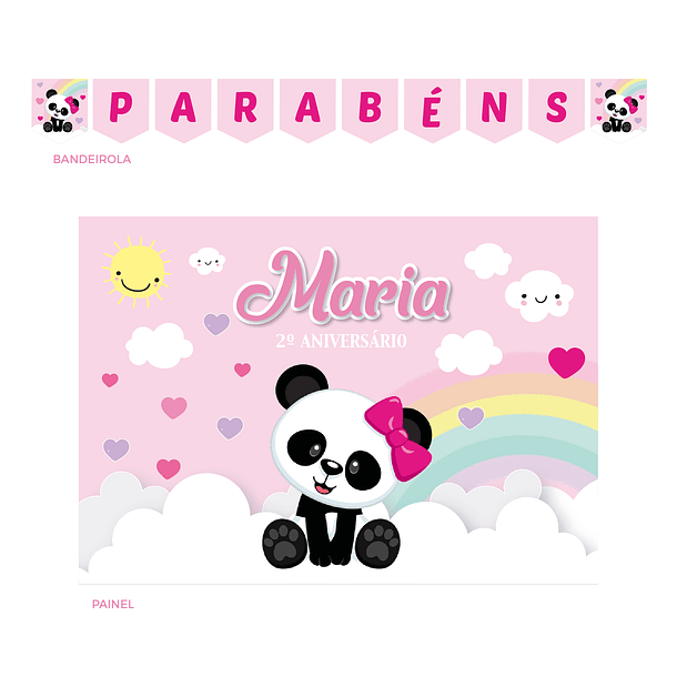 Kit Decoração de Aniversário Panda Menina 2