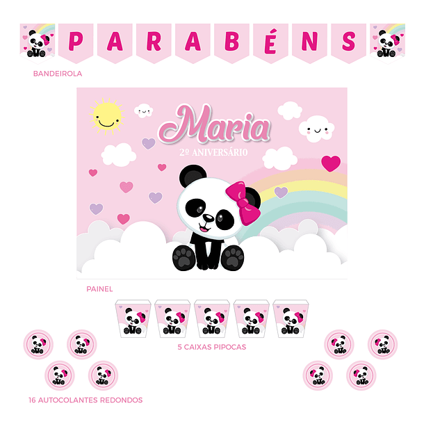 Kit Decoração Panda Menina (Várias_Opções) 2