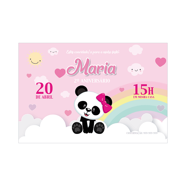 Invitaciones Panda Tema Niñas 1