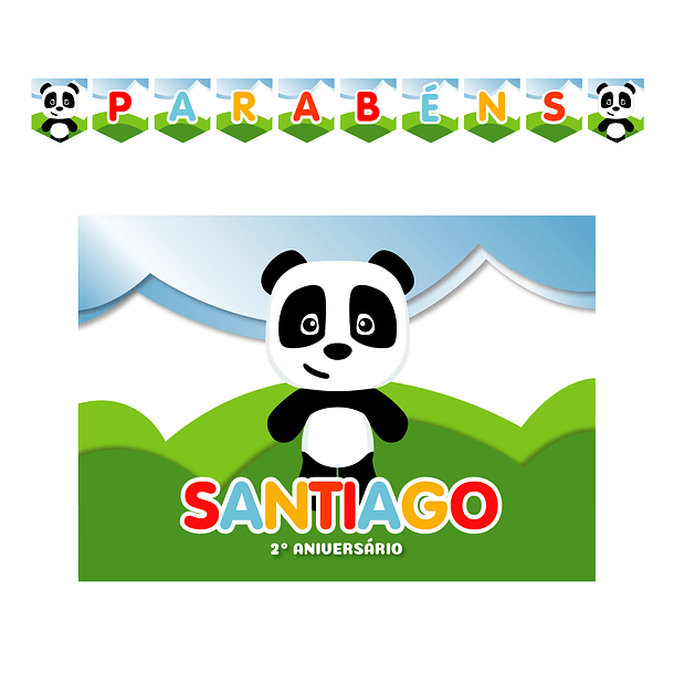 Kit Decoração de Aniversário Panda Verde e Azul 1