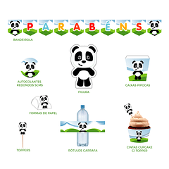 Artigos Aniversário Panda Verde e Azul