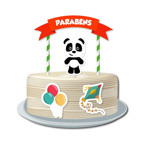 Cake Topper Panda Verde y Azul 1