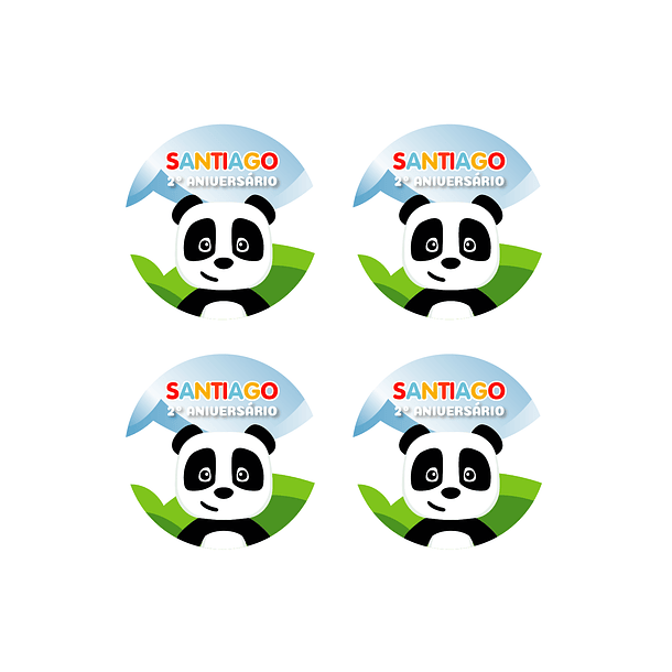 8 Pegatinas Redondas 5cms Panda Verde y Azul 1