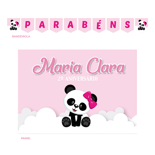 Kit Decoração de Aniversário Panda Menina 2 2