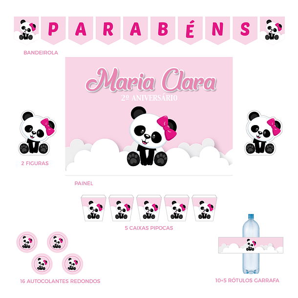 Kit Decoração Panda Menina 2 (Várias_Opções) 3