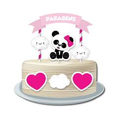 Cake Topper Panda Tema Niñas 2
